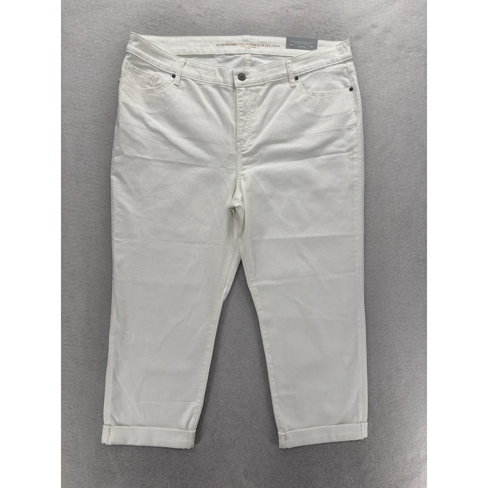 Chicos So Slimming No Stain Girlfriend Crop Jeans Womens 4 White Stretch Denim